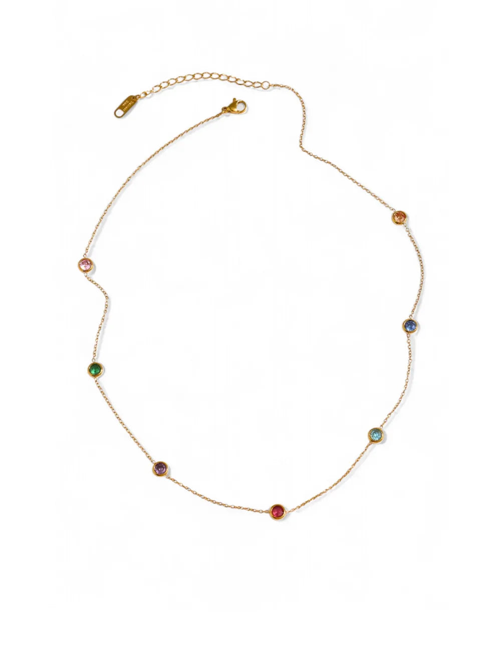 Rainbow Zirconia Station Necklace