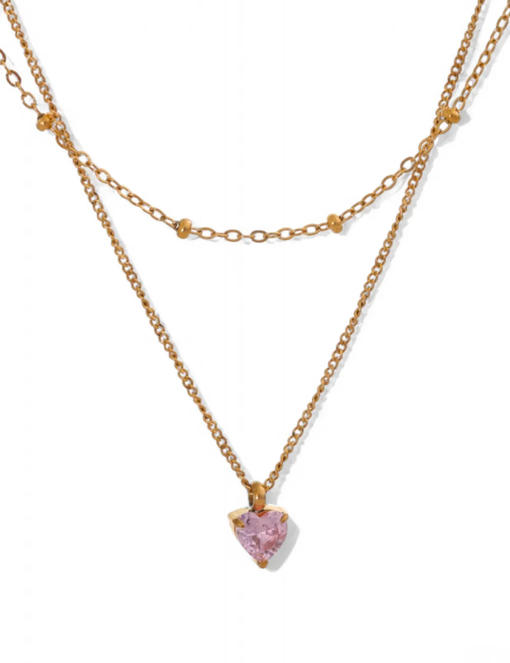 Rose Pink Double-Layer Pendant Necklace