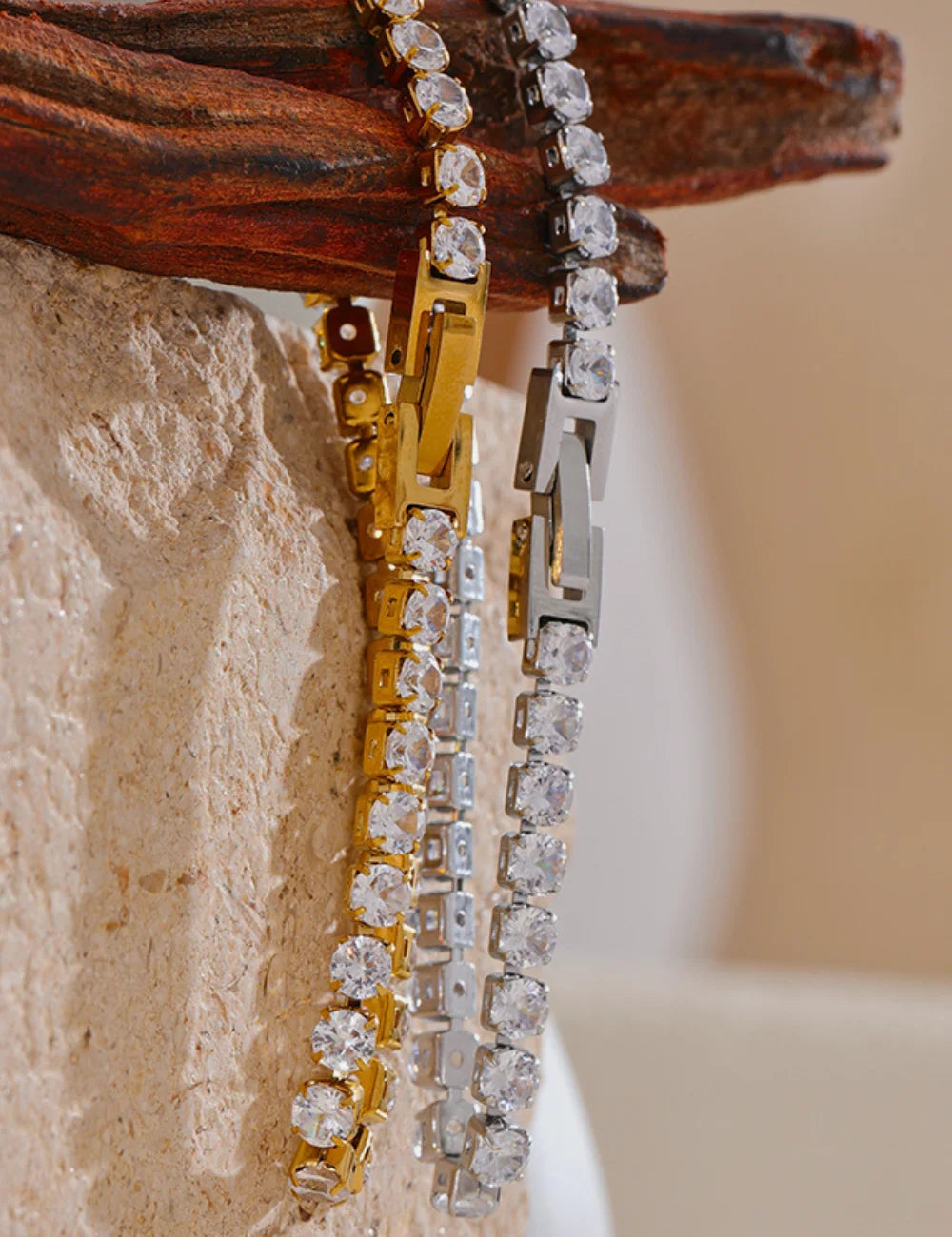 Gold Tennis Bracelet with Cubic Zirconia