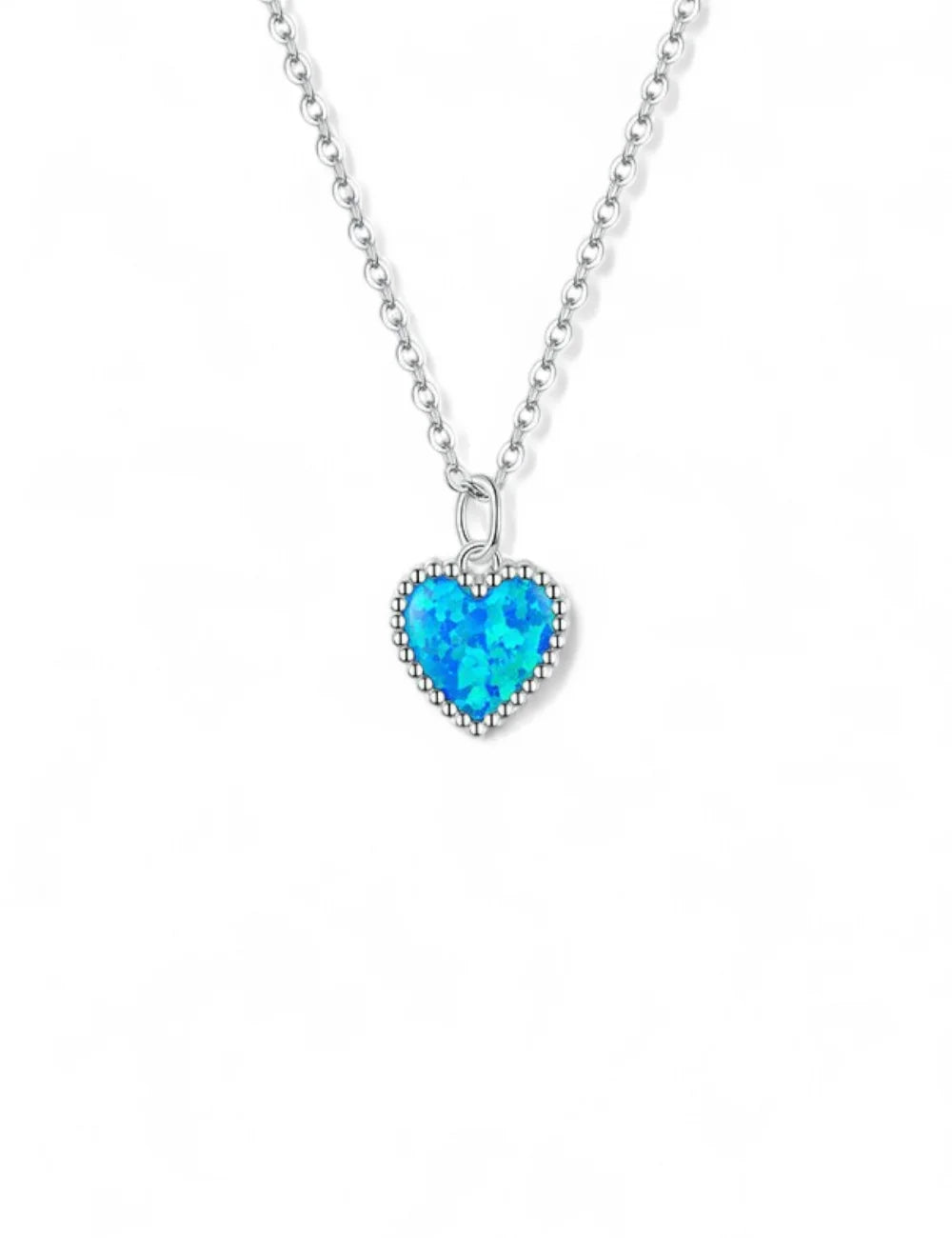 Deep Blue Heart Pendant Necklace