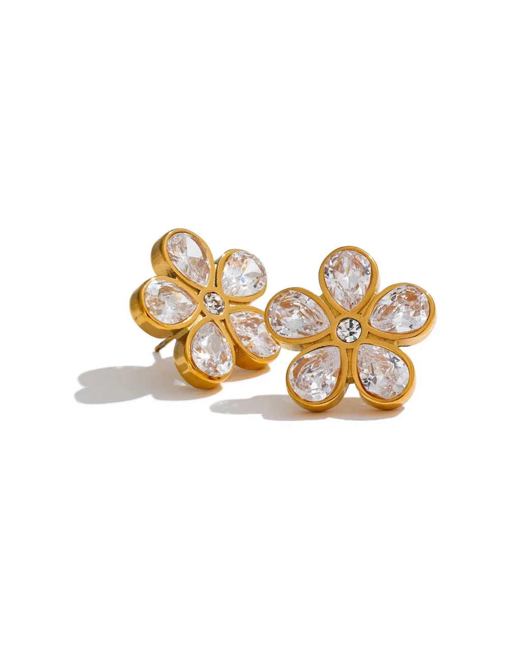 Dahlia Floral Zircon Stud Earrings