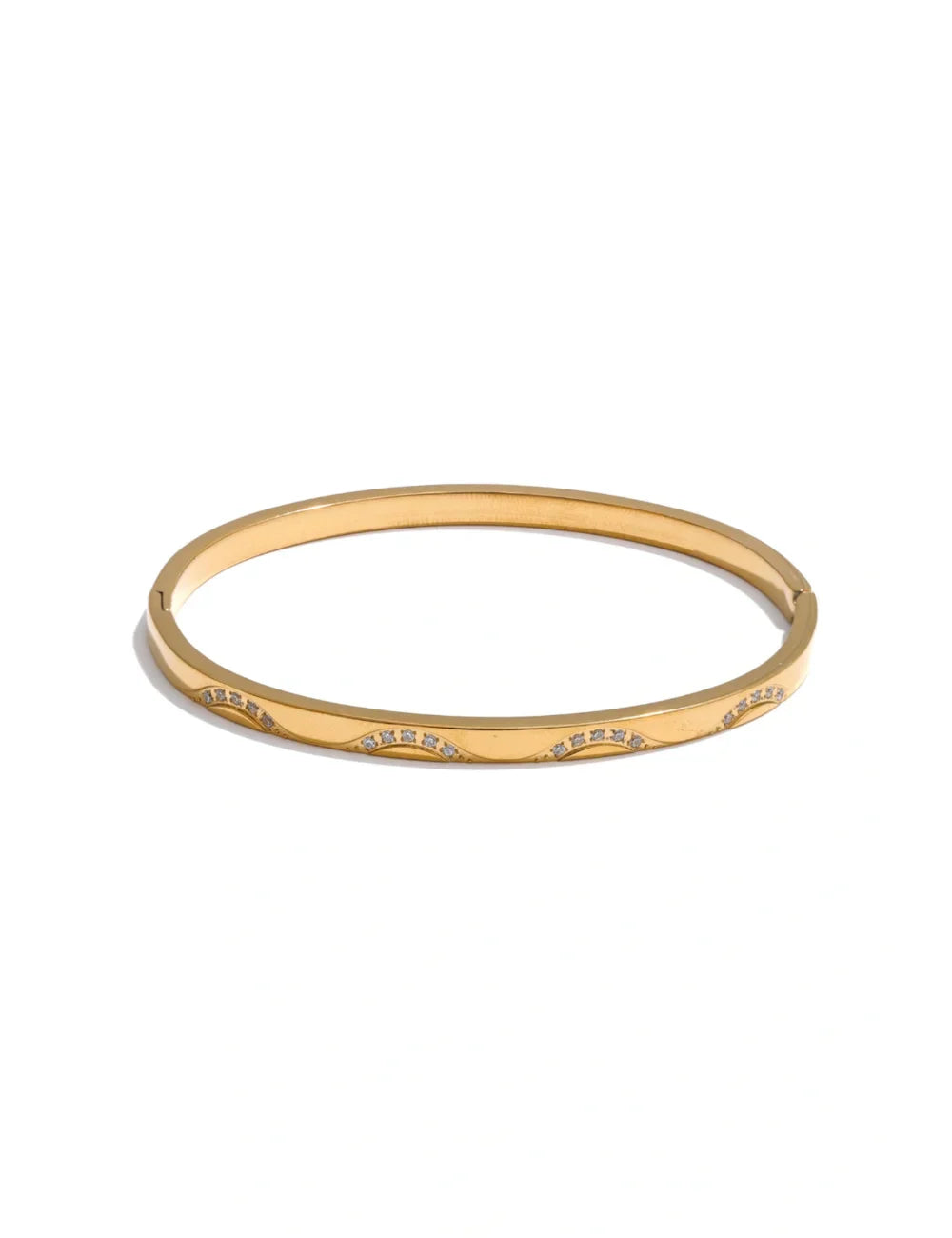 Gold Bangle with Cubic Zirconia Inlay