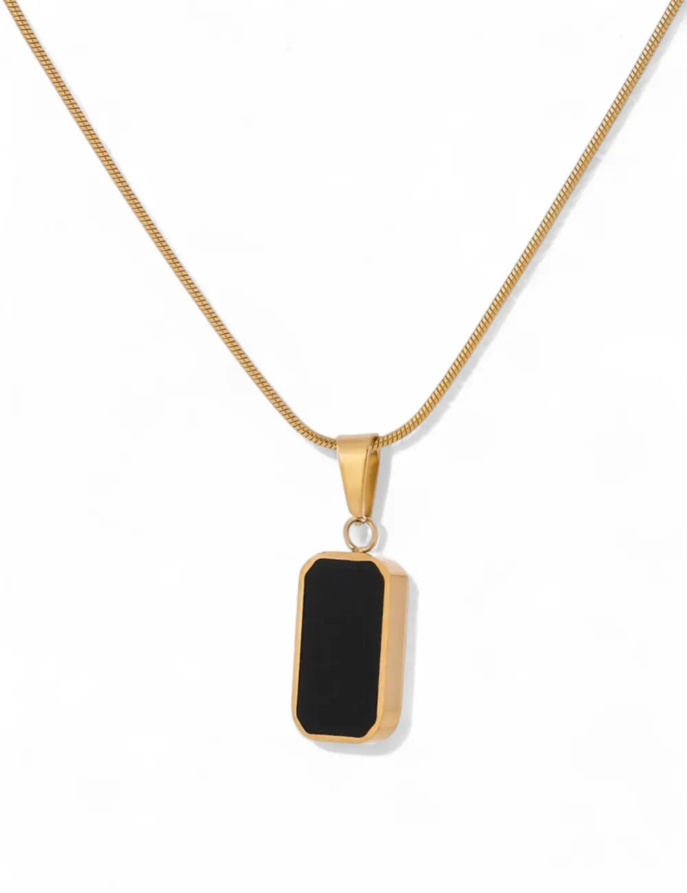 Double-Sided Enamel Pendant Necklace