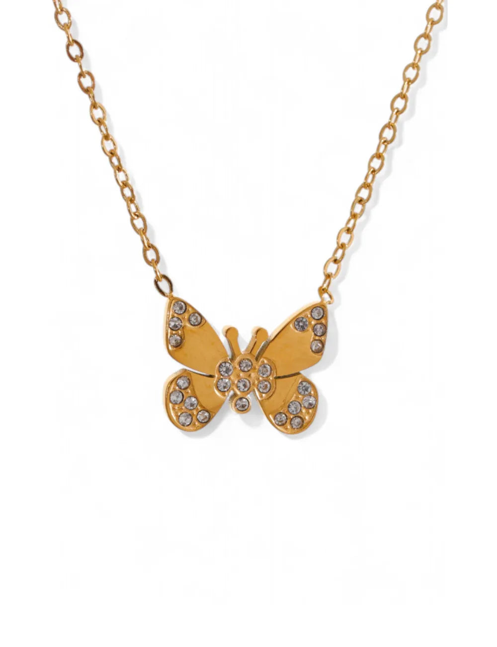 Flutter Zirconia Butterfly Pendant Necklace