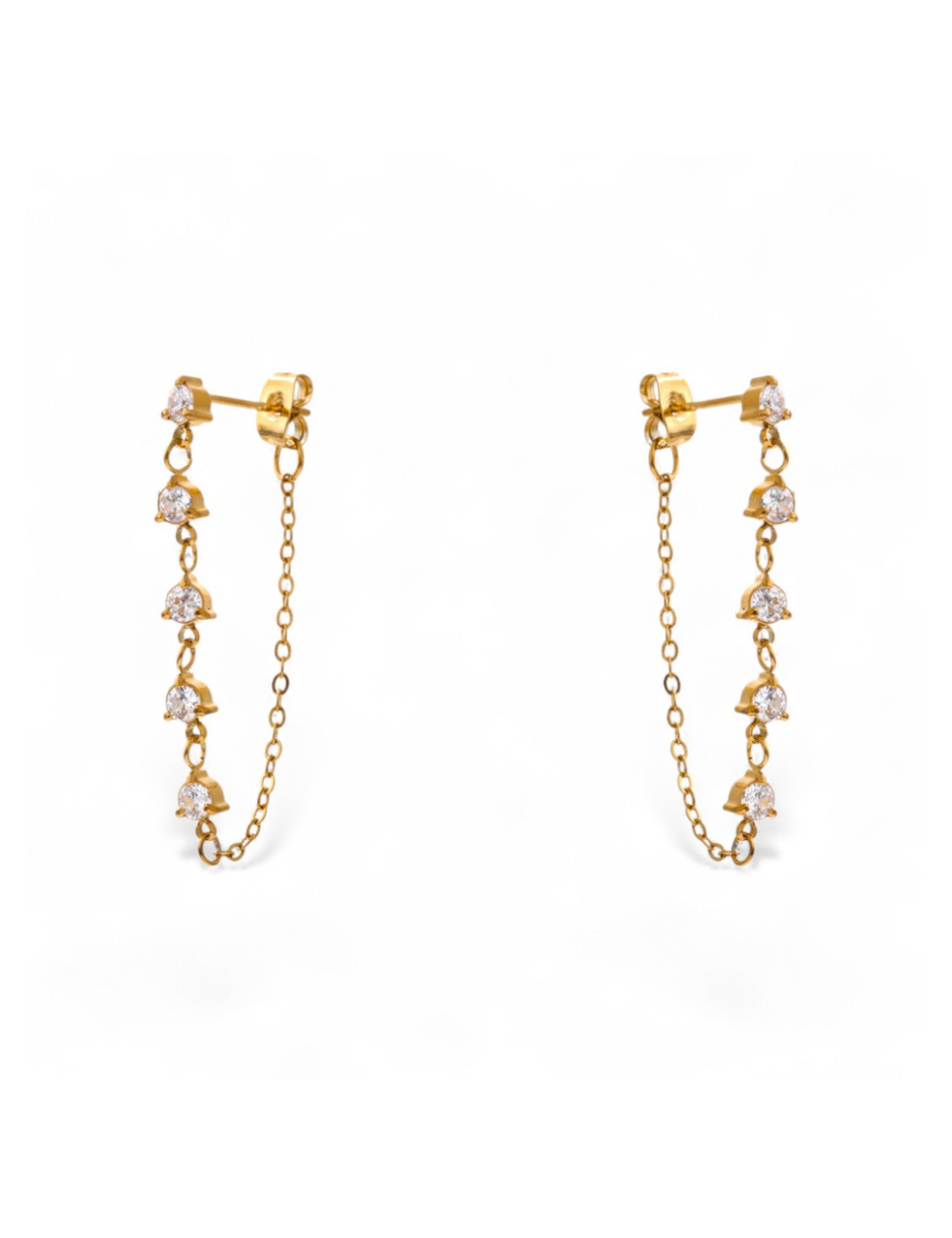 Emerald Zirconia Chain Drop Earrings