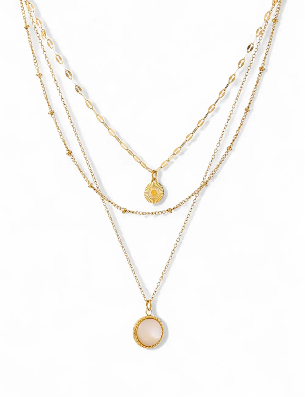 Sunlit Pearl Layered Medallion Necklace