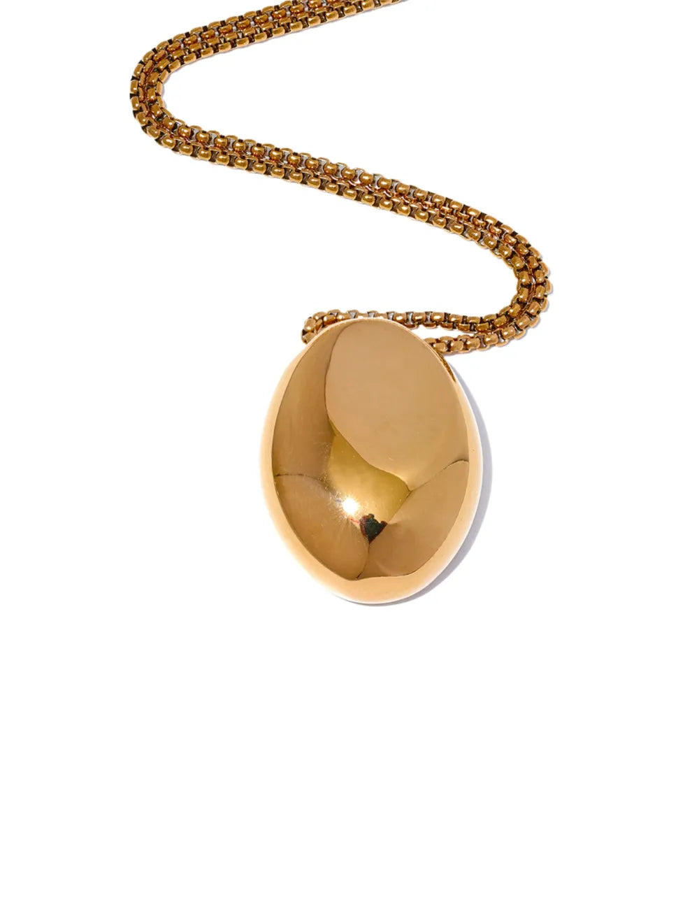 Minimalist Polished Oval Pendant Necklace