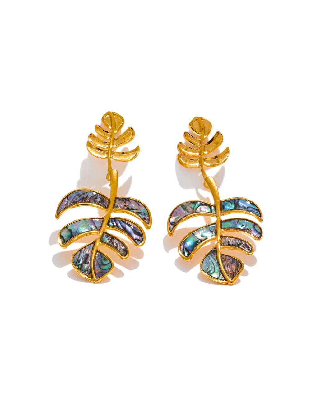 Tropical Shell Leaf Drop Earrings