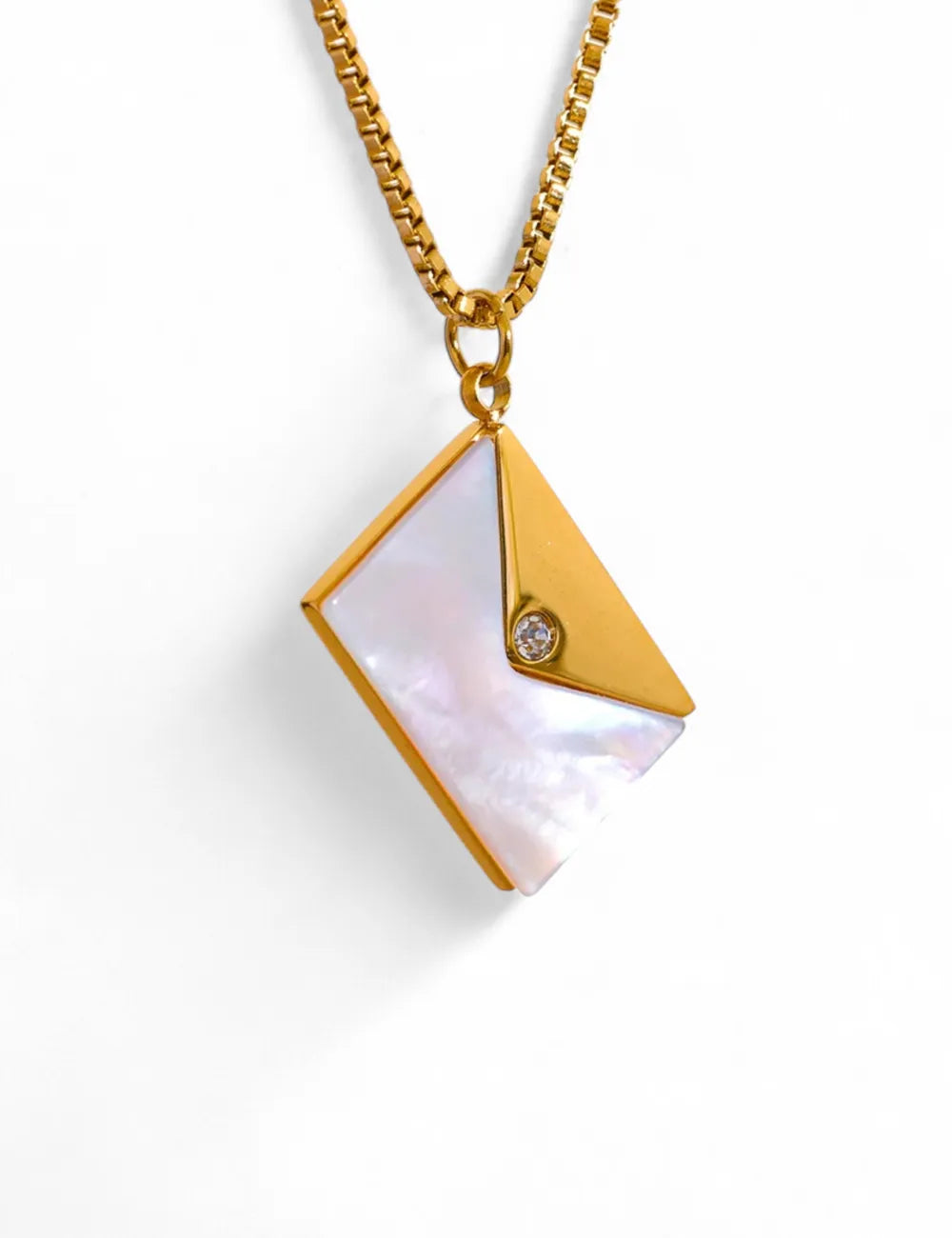 Mother of Pearl Envelope Pendant Necklace
