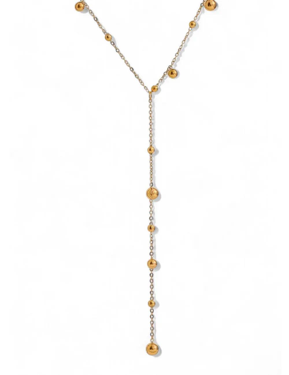 Gold Bead Y Necklace