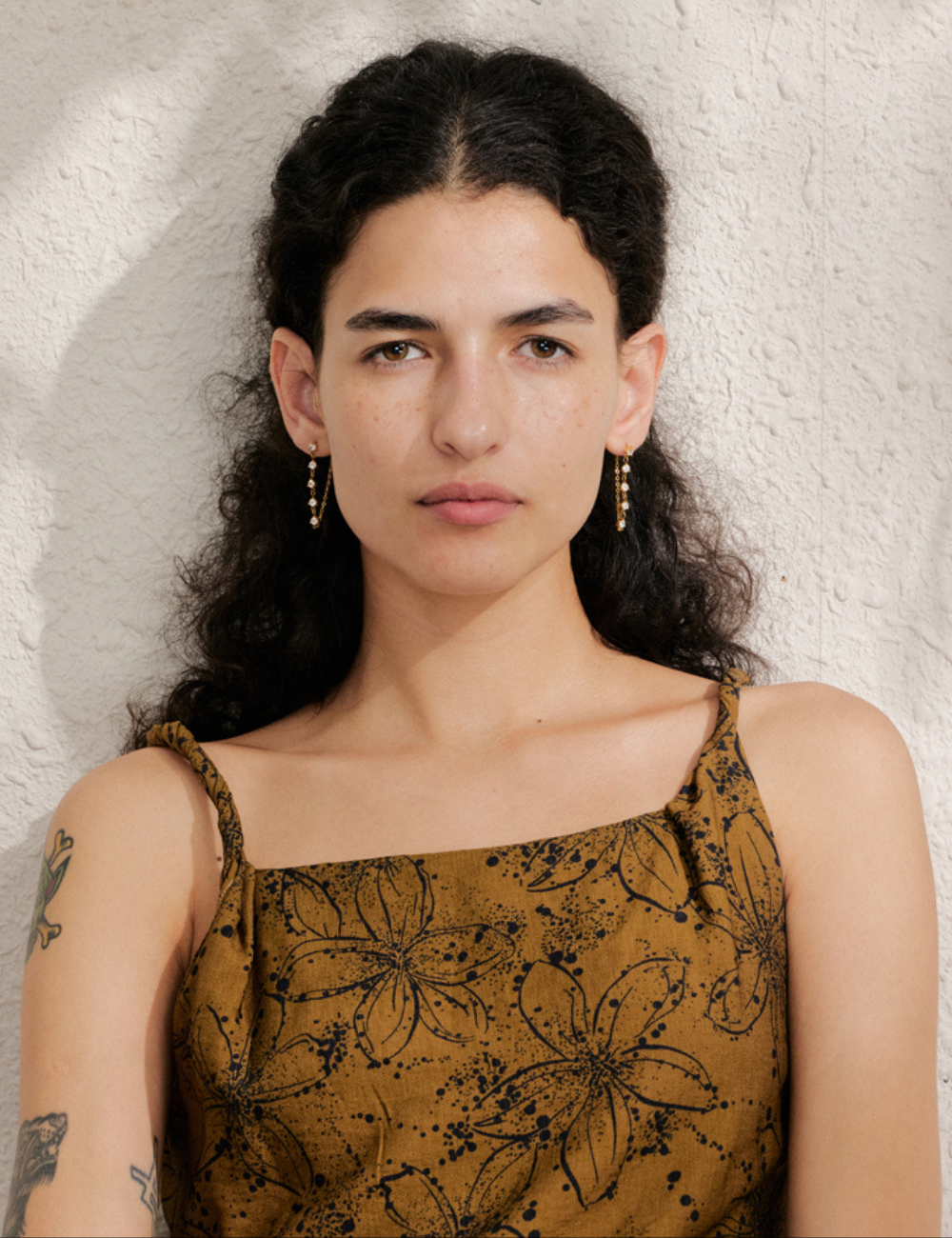 Emerald Zirconia Chain Drop Earrings