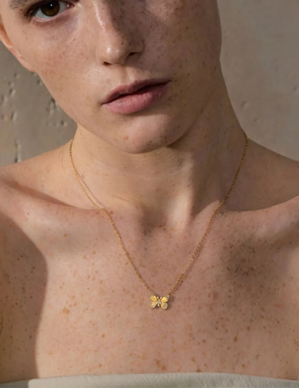 Flutter Zirconia Butterfly Pendant Necklace