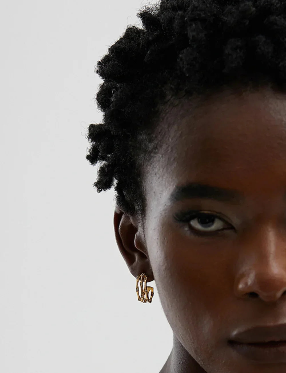 Bamboo Zirconia Sculptural Stud Earrings