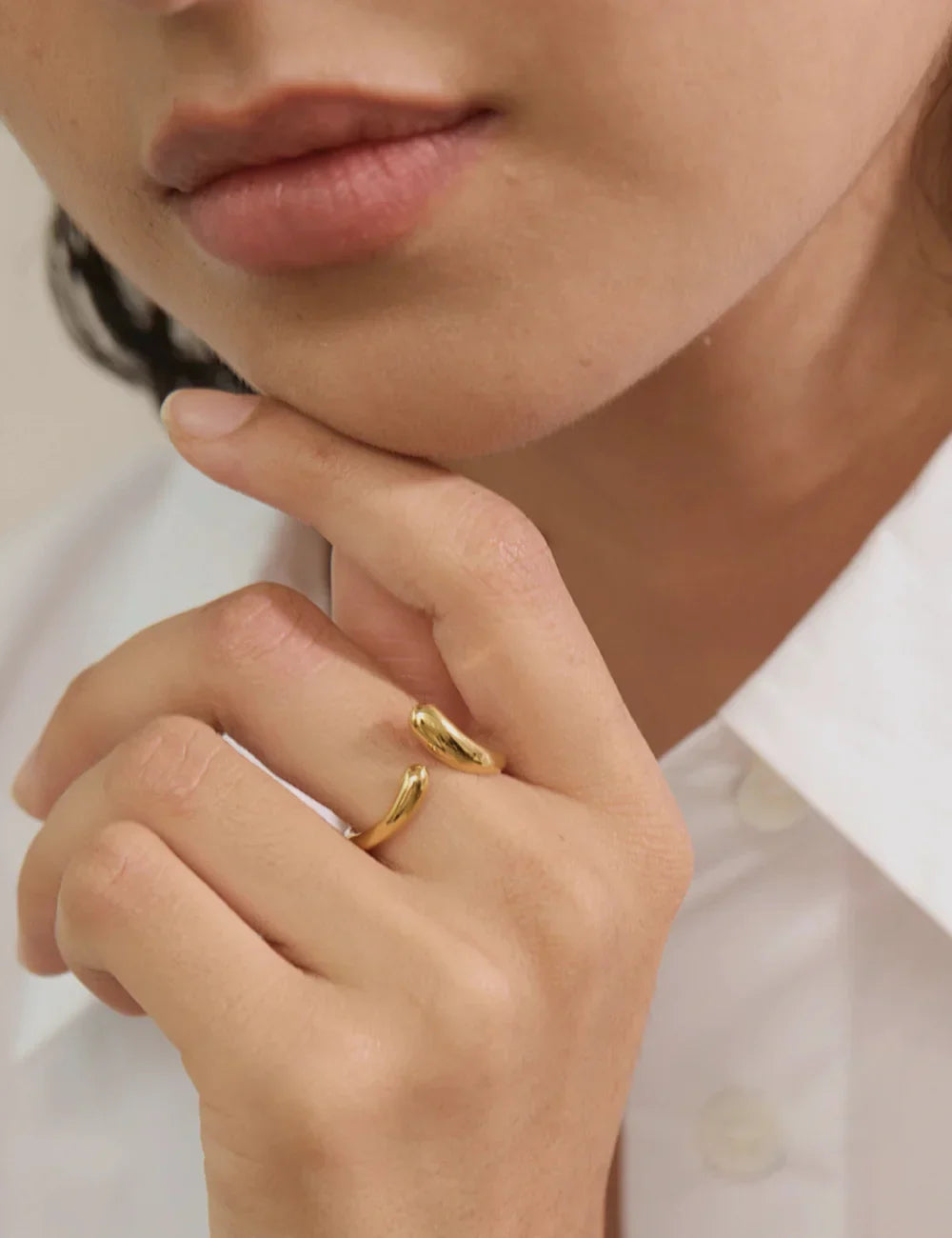 Sculptural Gold Open Adjustable Ring