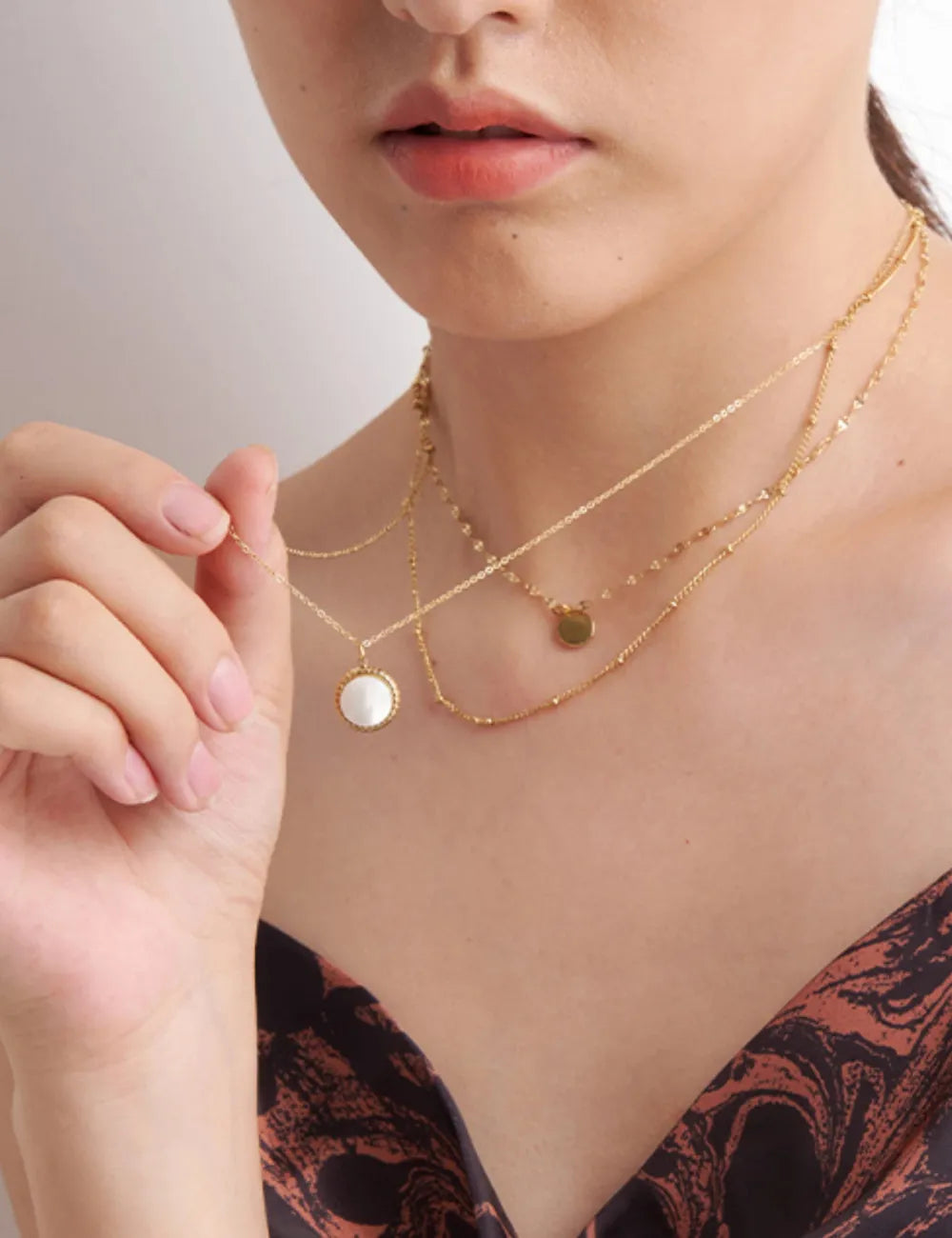 Sunlit Pearl Layered Medallion Necklace