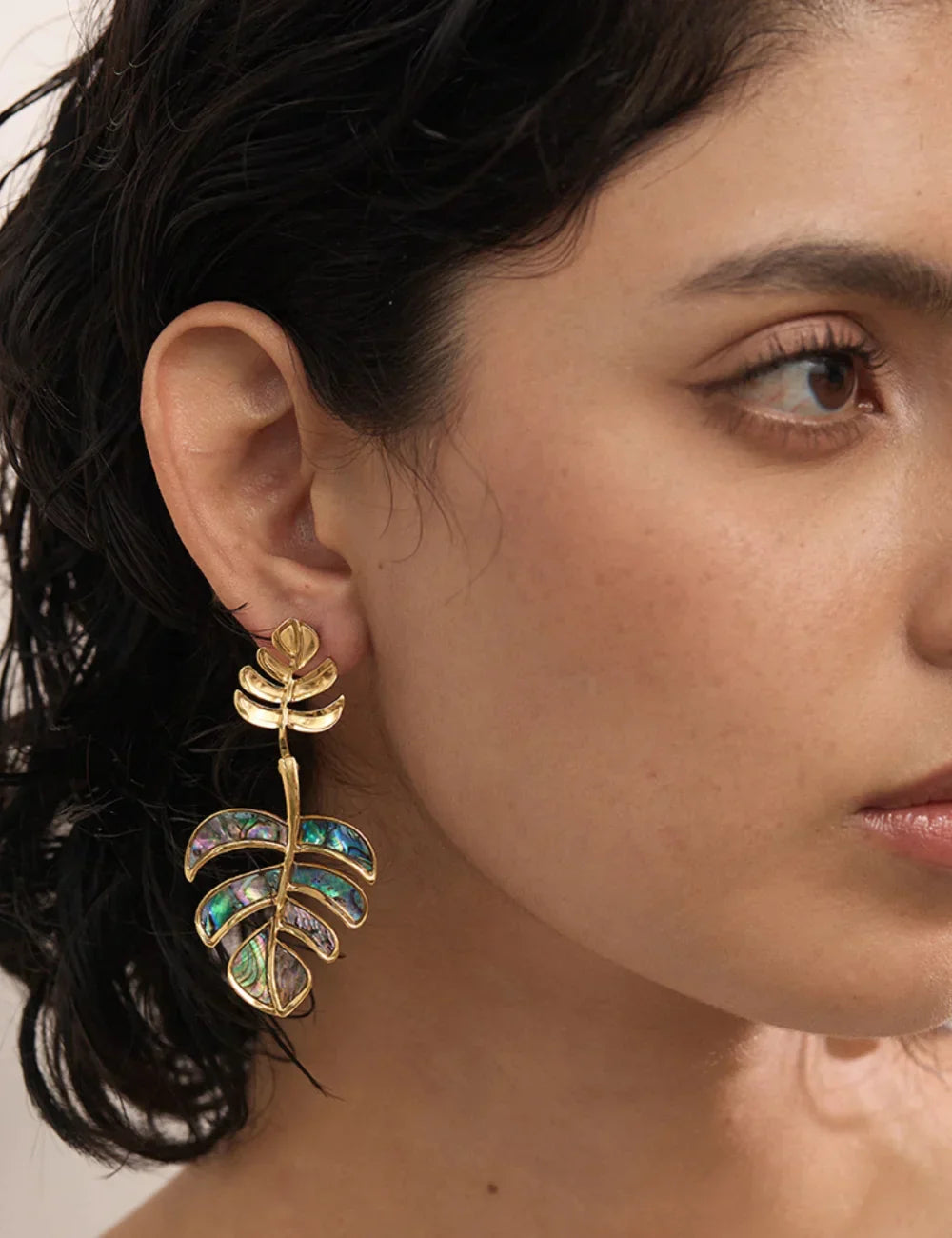 Tropical Shell Leaf Drop Earrings
