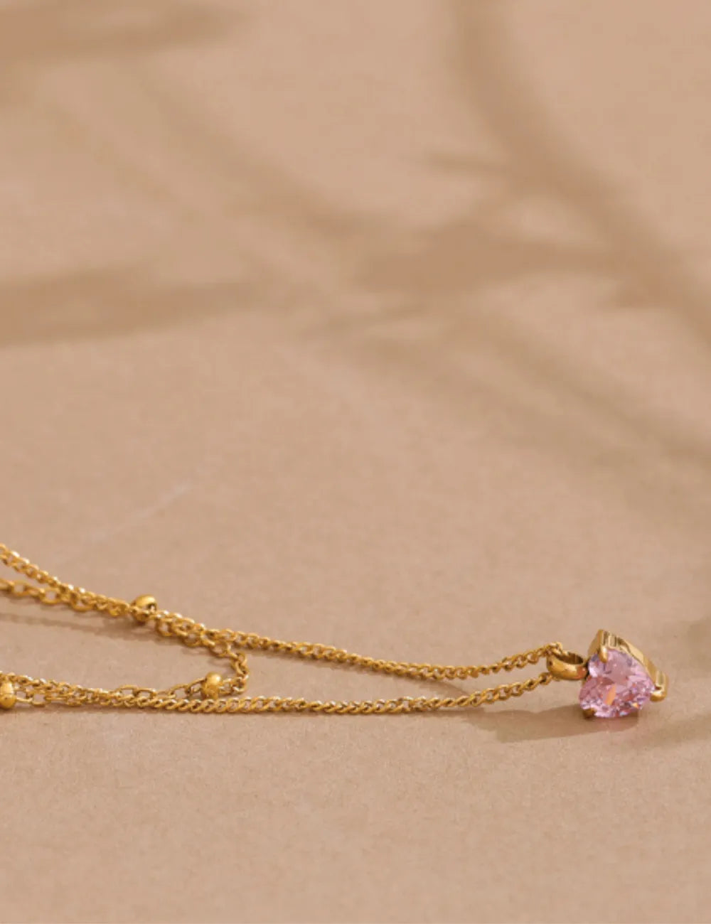 Rose Pink Double-Layer Pendant Necklace