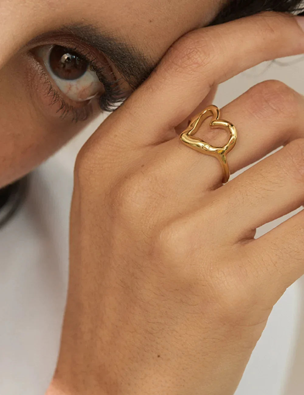 Open Heart Adjustable Ring