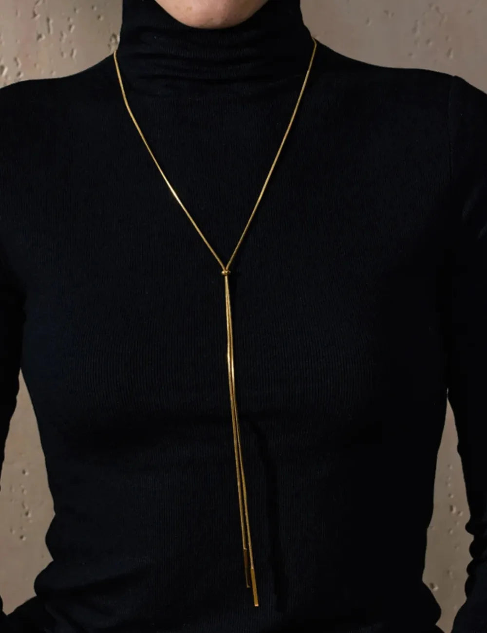 Gold Lariat Chain Necklace