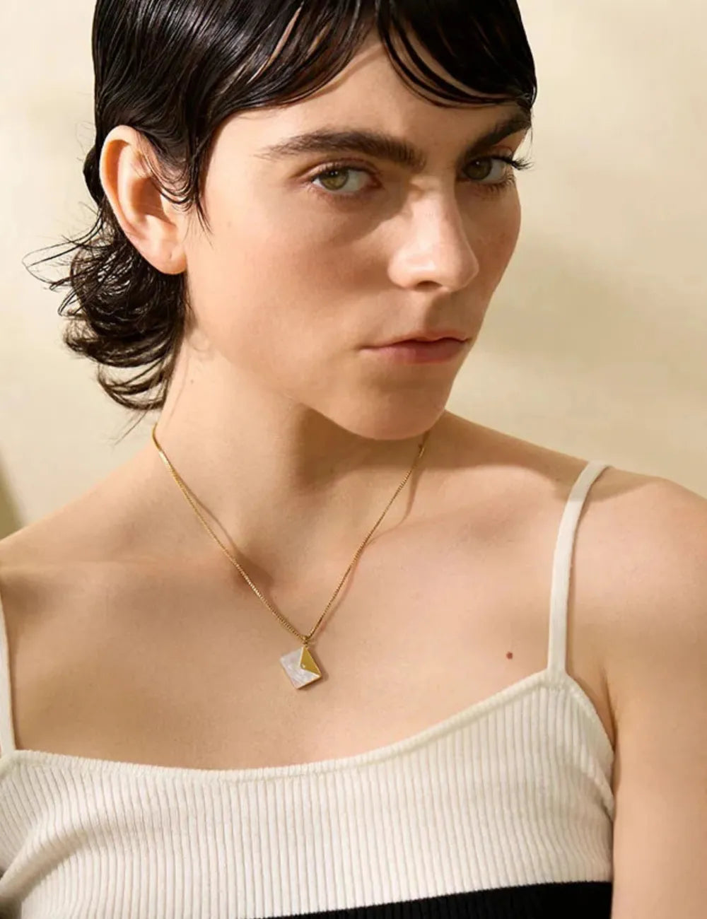 Mother of Pearl Envelope Pendant Necklace