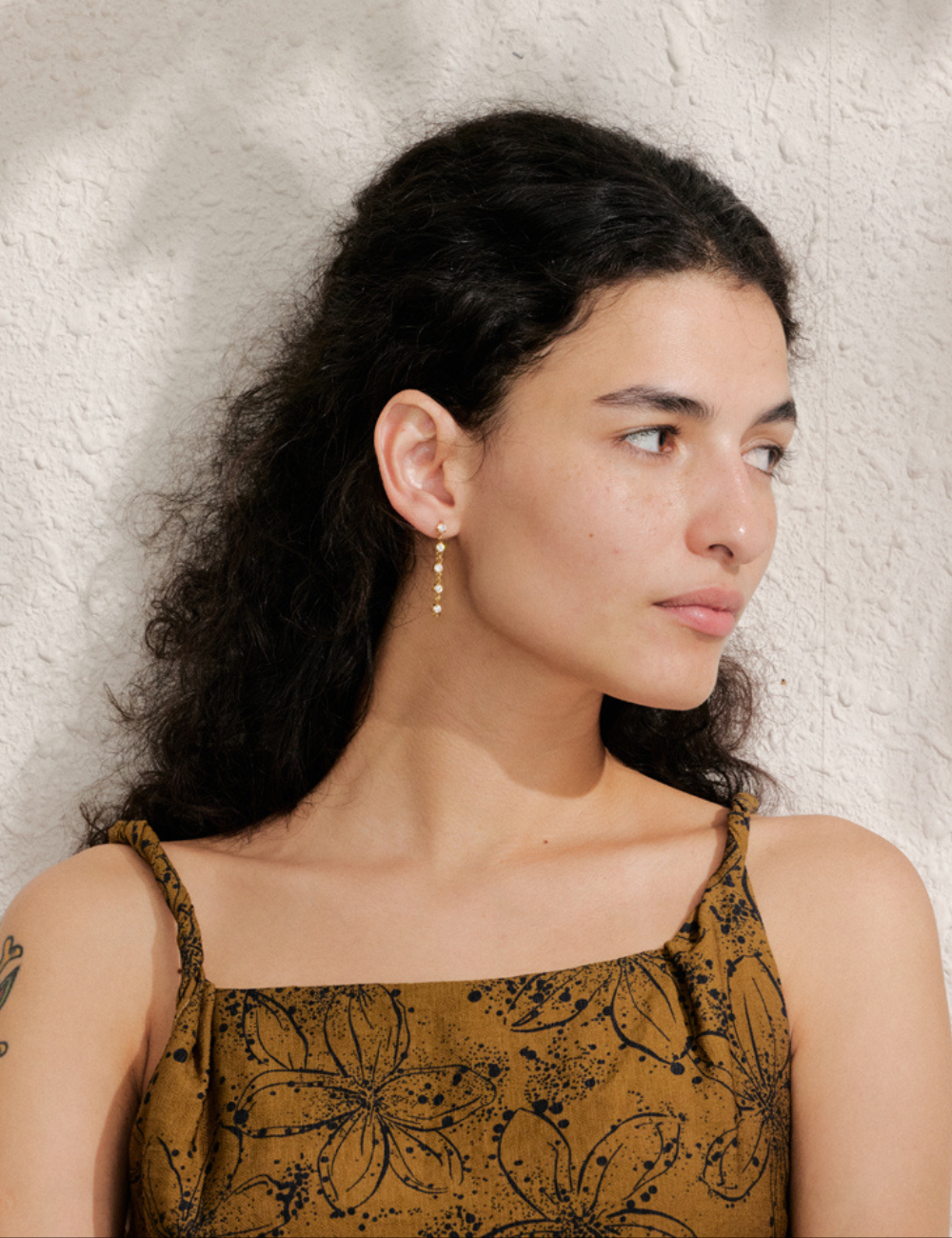 Emerald Zirconia Chain Drop Earrings