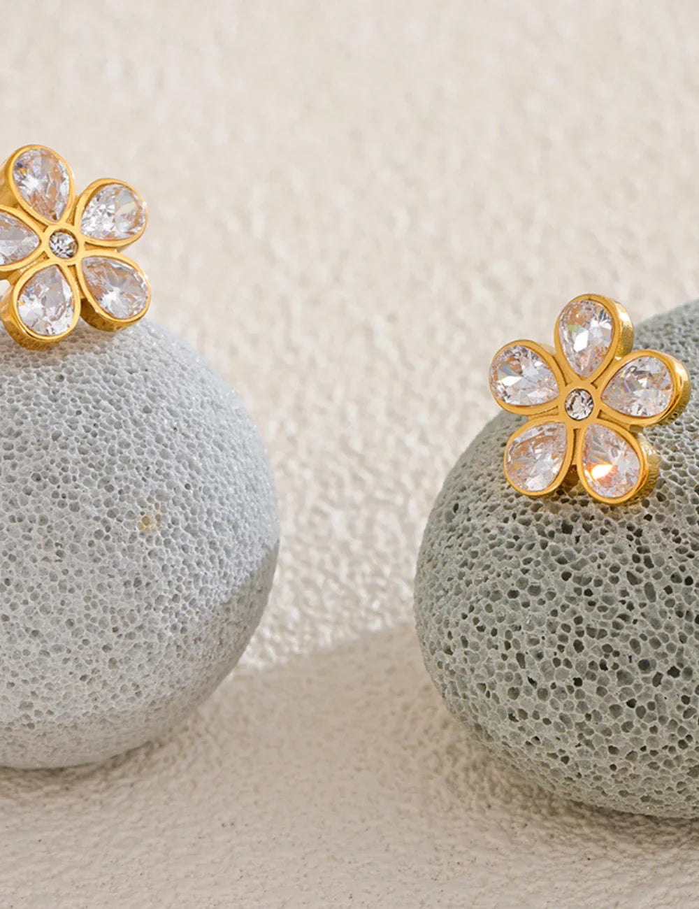 Dahlia Floral Zircon Stud Earrings