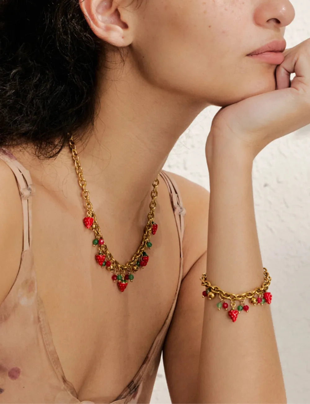 Capri Berry Charm Necklace & Bracelet Set