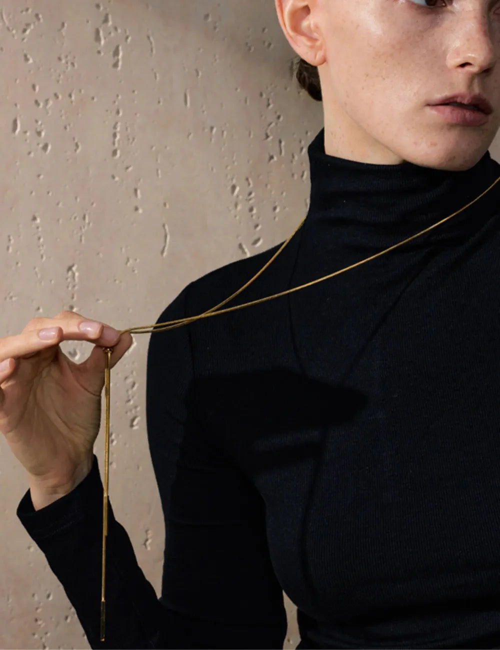 Gold Lariat Chain Necklace