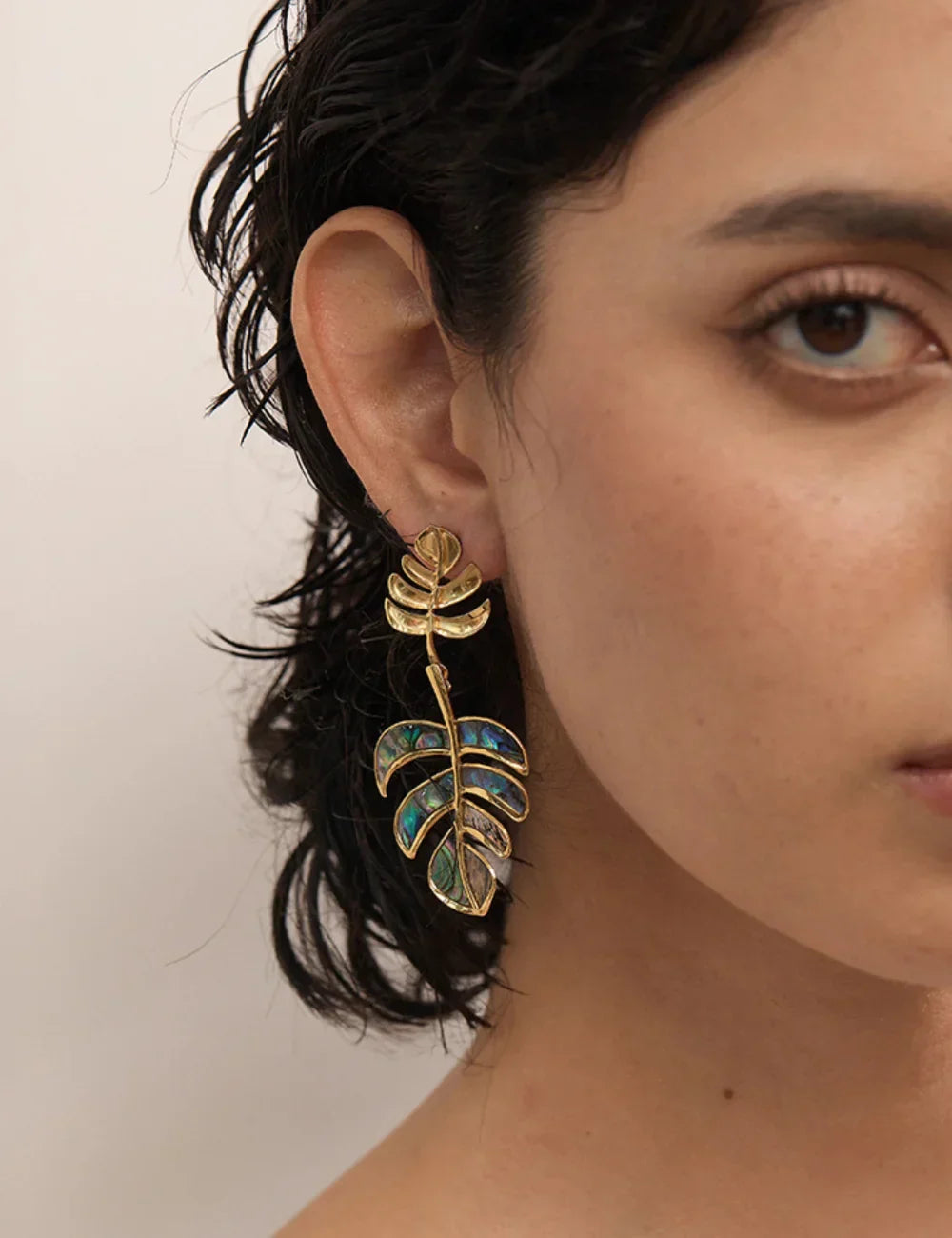 Tropical Shell Leaf Drop Earrings