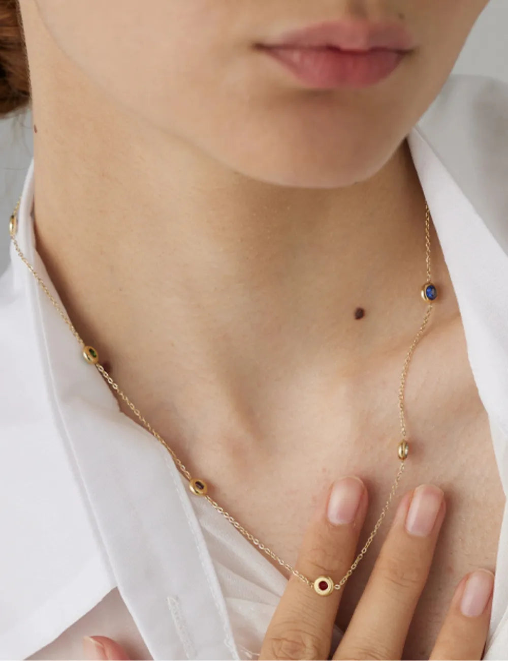 Rainbow Zirconia Station Necklace