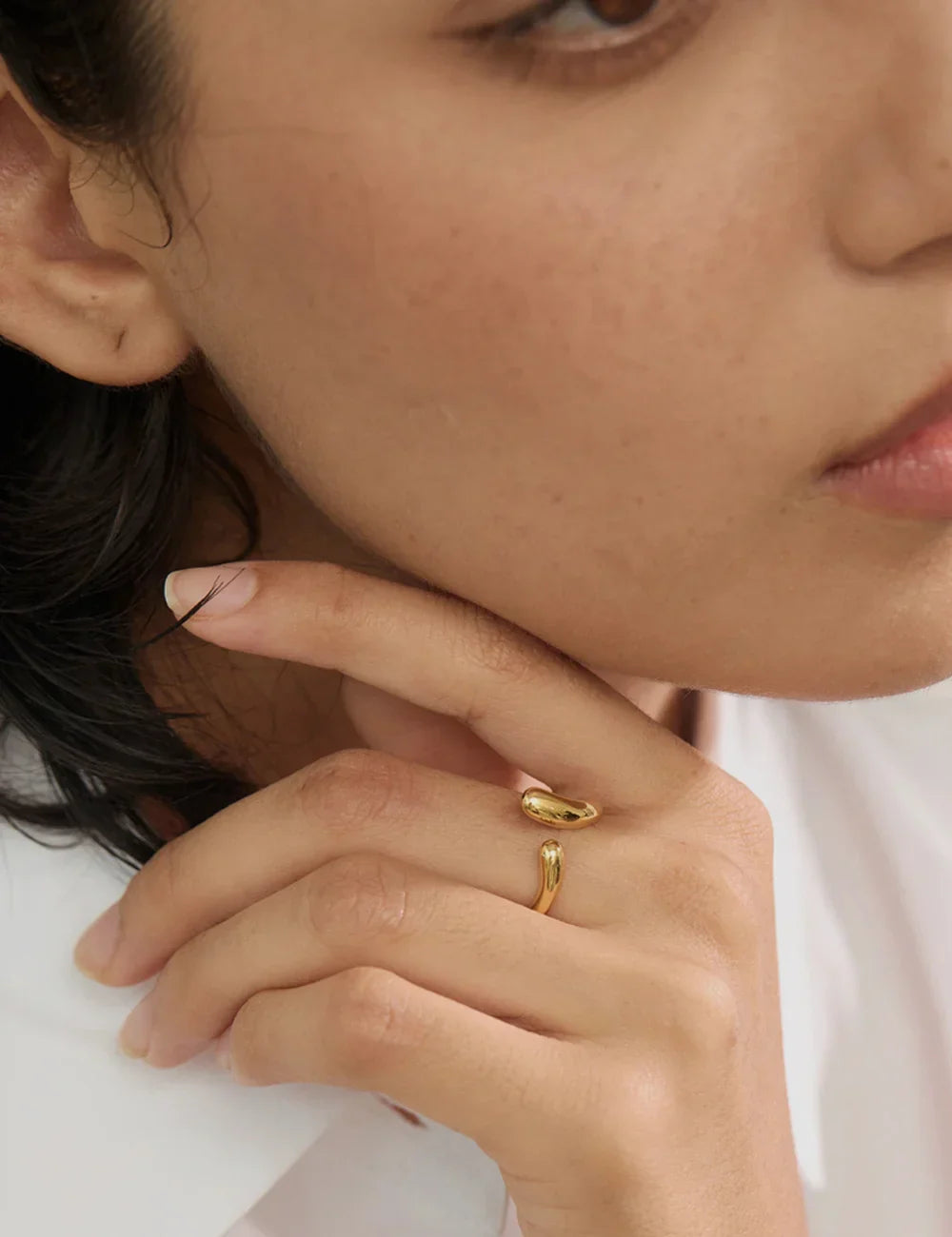 Sculptural Gold Open Adjustable Ring