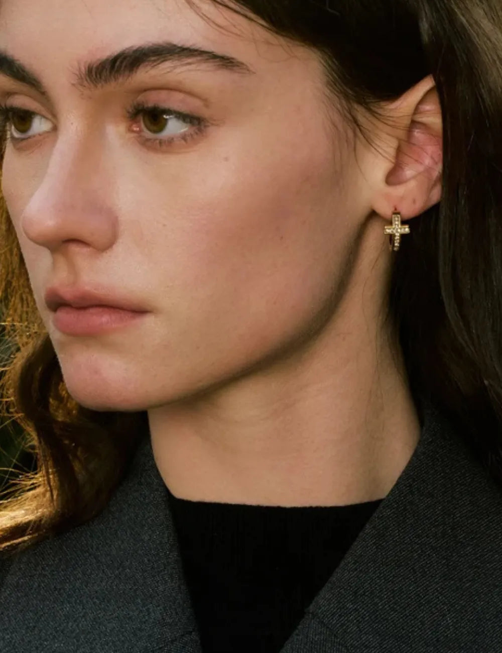 Lumine Cross Hoop Earrings