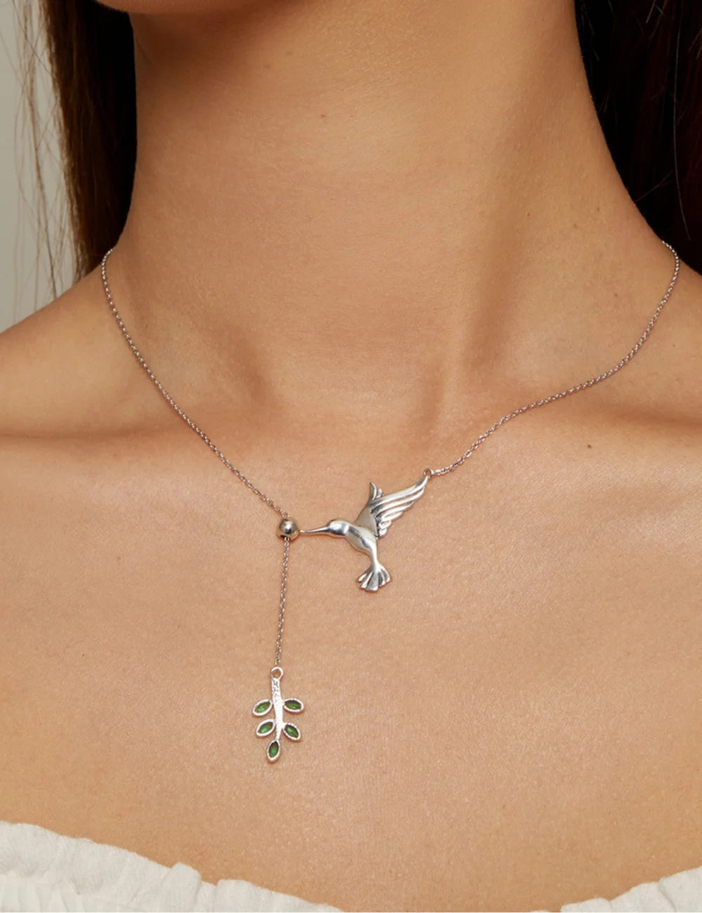 Verdant Hummingbird Pendant Necklace