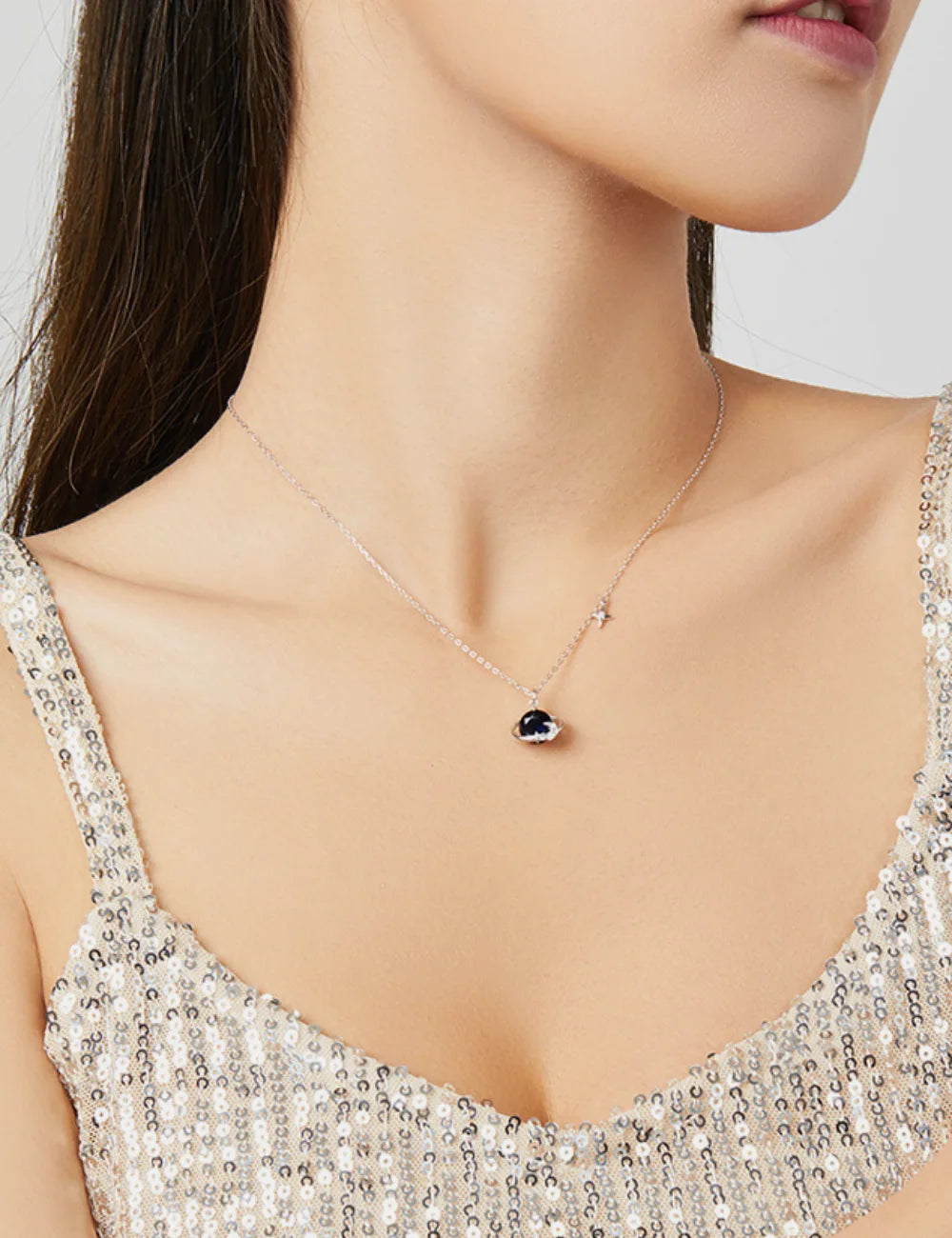 Luna Blue Planet Pendant Necklace