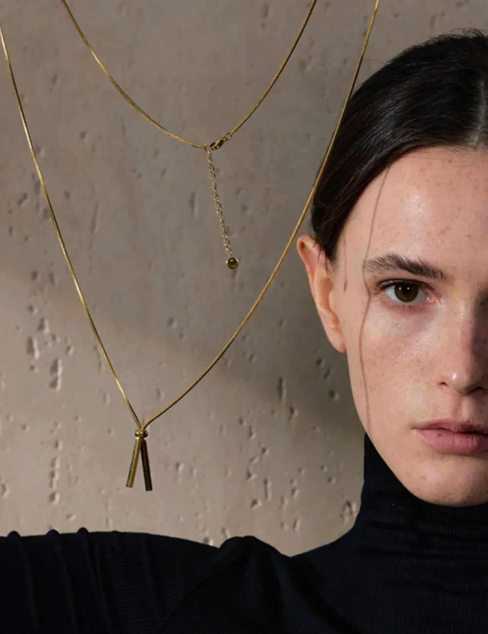 Gold Lariat Chain Necklace