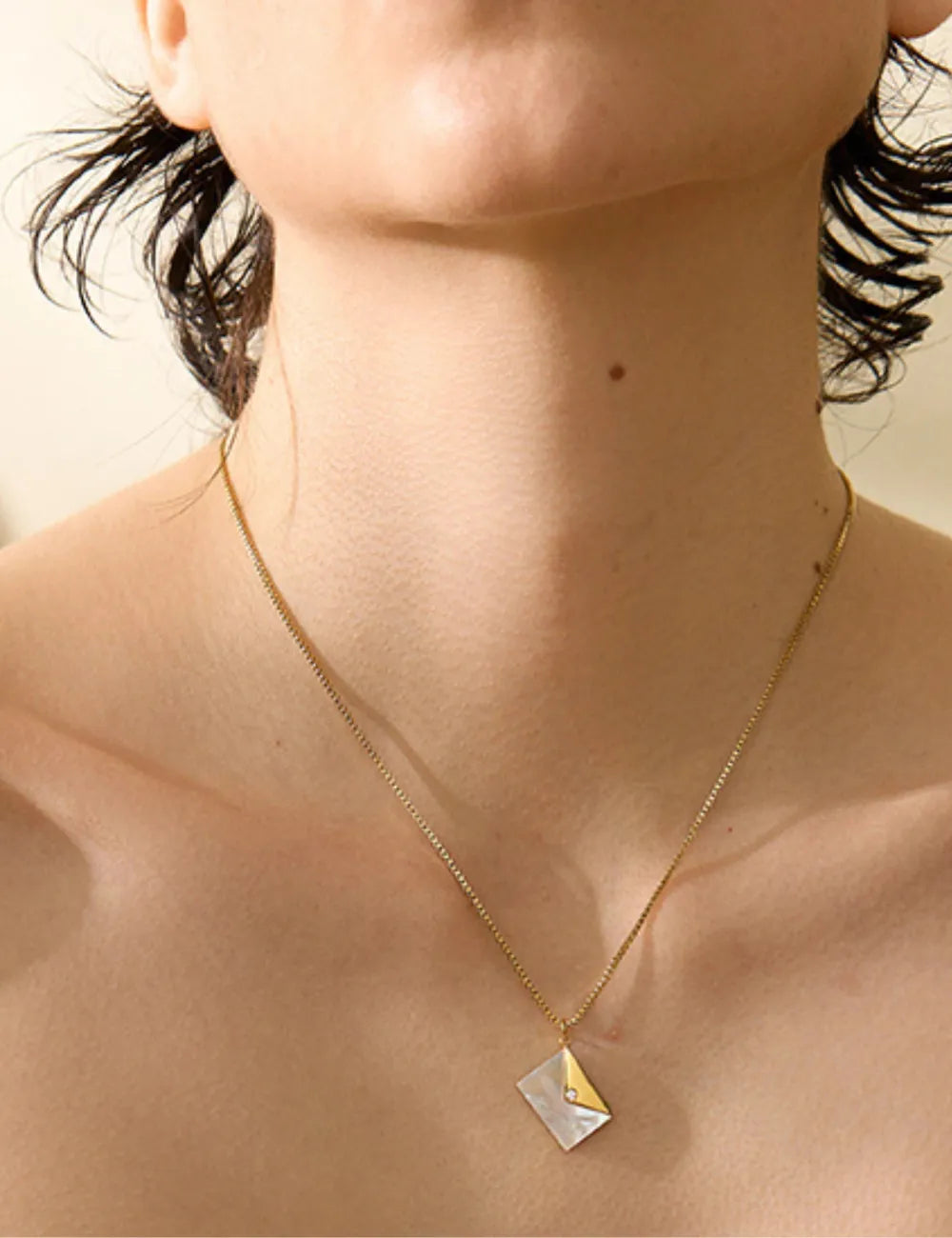 Mother of Pearl Envelope Pendant Necklace