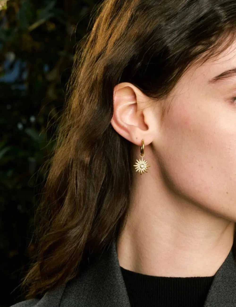 Solara Sun Drop Hoop Earrings