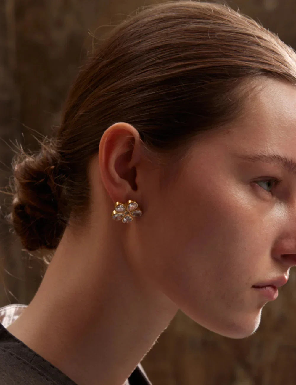 Dahlia Floral Zircon Stud Earrings