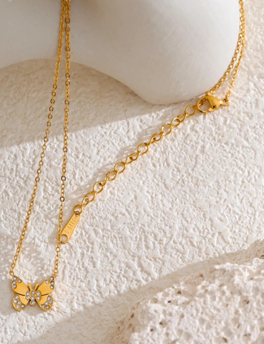 Flutter Zirconia Butterfly Pendant Necklace