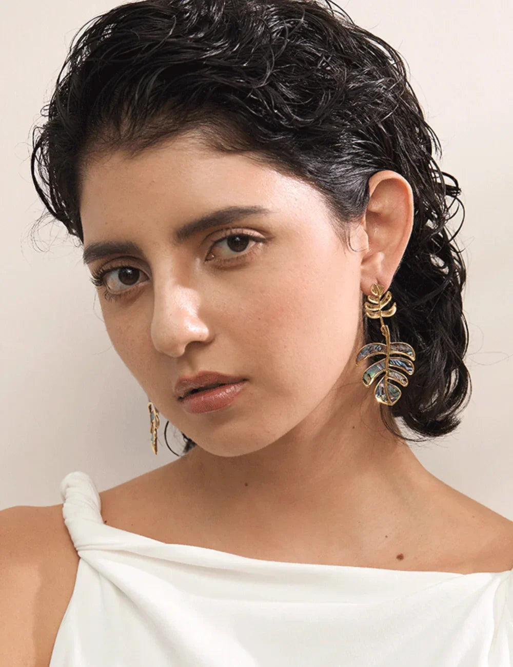 Tropical Shell Leaf Drop Earrings