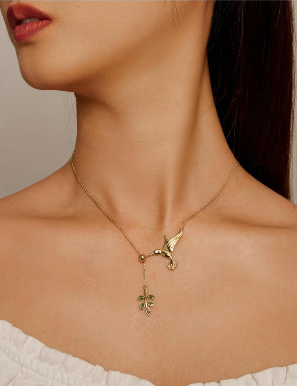 Verdant Hummingbird Pendant Necklace