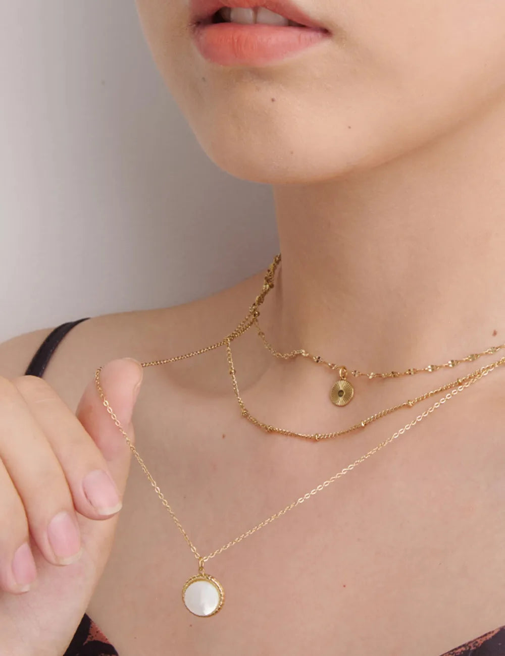 Sunlit Pearl Layered Medallion Necklace