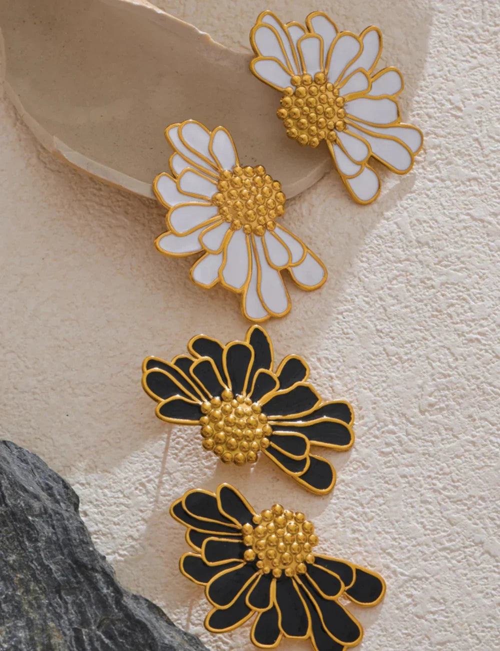 Artisan Enamel Flower Statement Studs