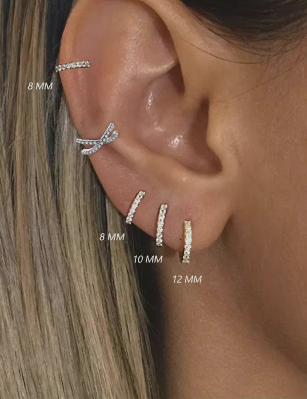 Capri Zirconia Cuff Huggie Earrings