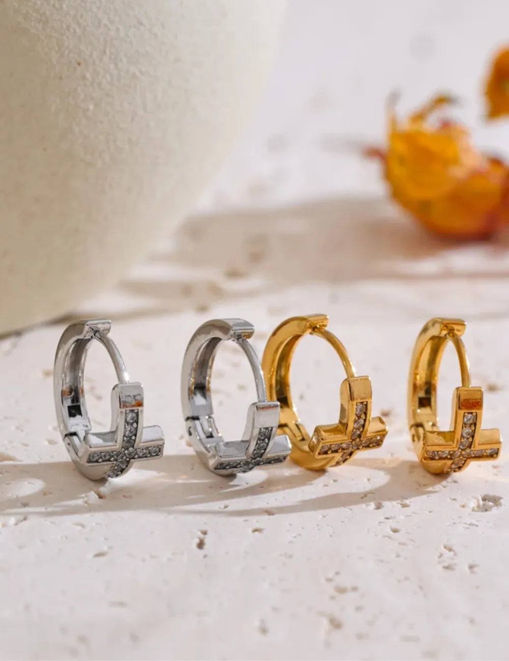 Lumine Cross Hoop Earrings