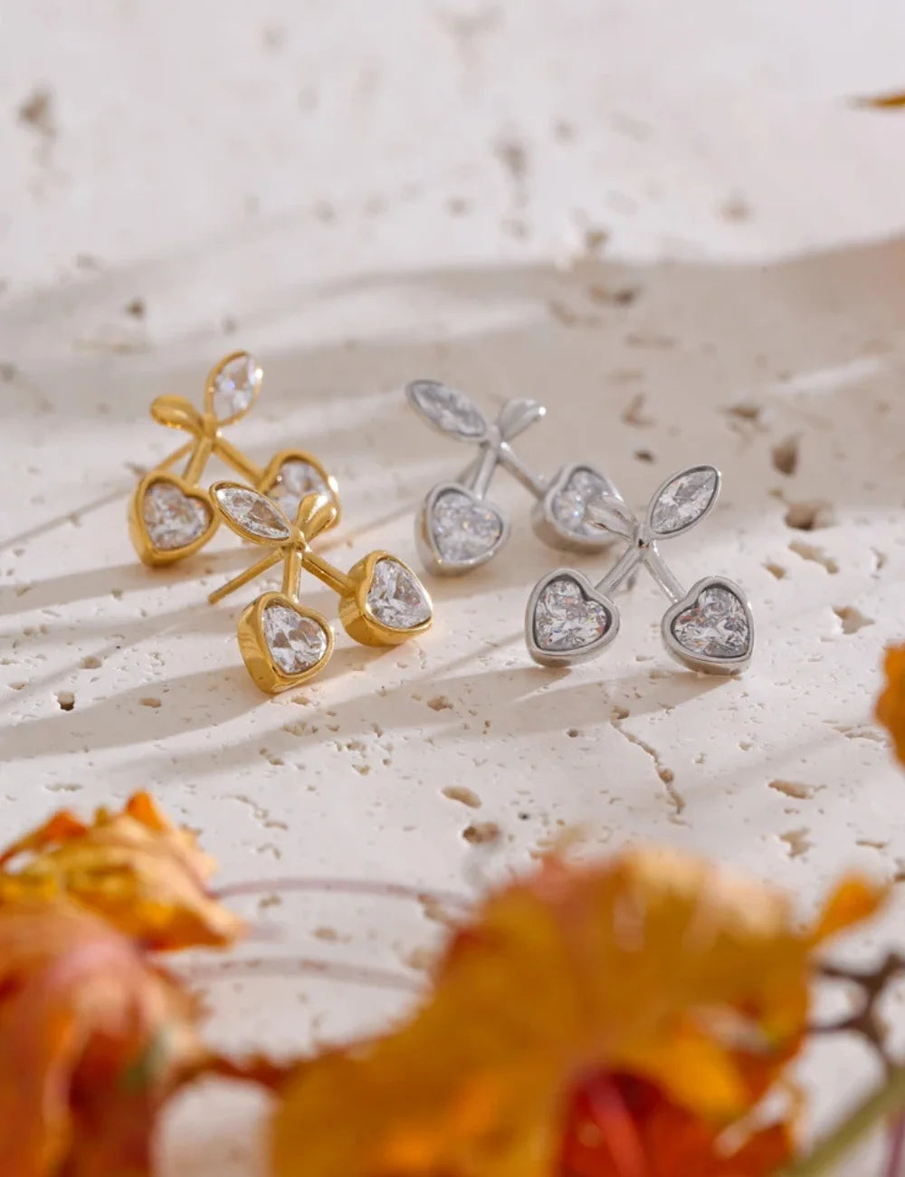 Marais Cherry Heart Stud Earrings