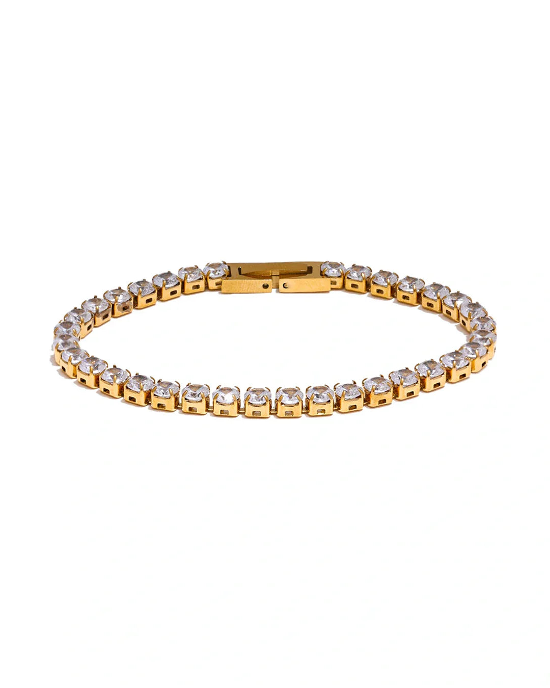 Gold Tennis Bracelet with Cubic Zirconia
